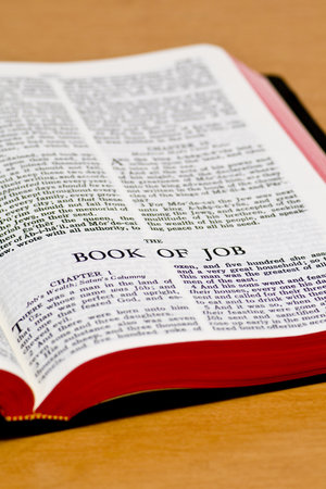 Close up of Job bible pageの写真素材