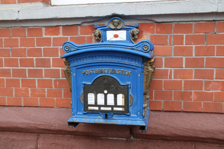 A blue mailboxの写真素材