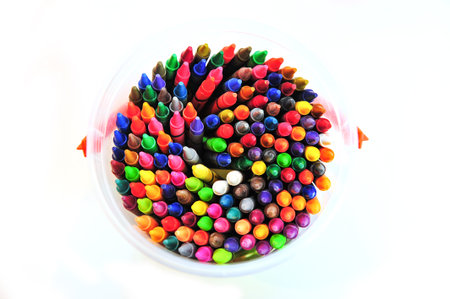 Colorful Crayon in boxの写真素材