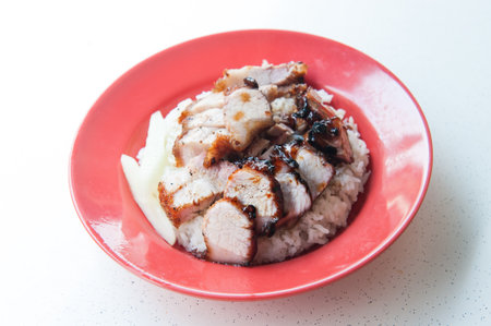 Rice with BBQ Pork Chinese food の写真素材