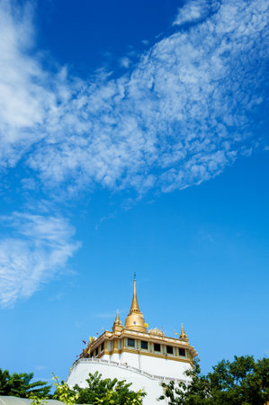 The Golden Mount at Wat Saket, Travel Landmark of Bangkok THAILANDの写真素材