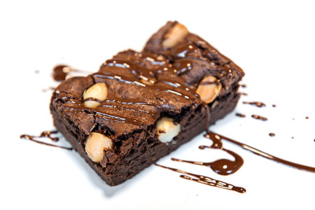 brownie isolated on white backgroundの写真素材