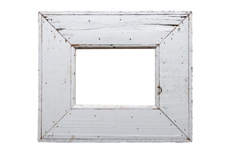 old white wood picture frameの写真素材