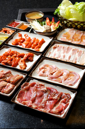 Korean BBQ dining setの写真素材