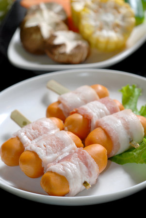 bacon sausageの写真素材