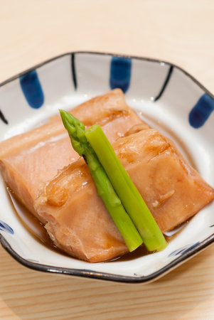Steamed salmon japanese styleの写真素材