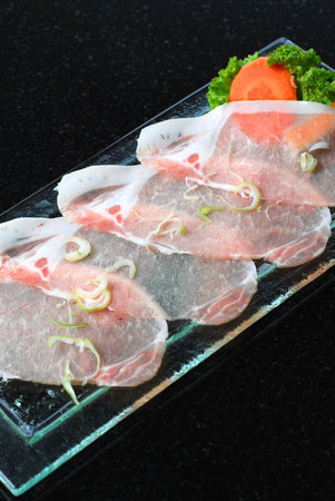 Premium pork sliced, Japanese BBQの写真素材