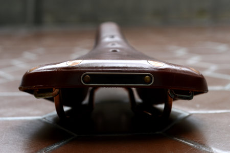 vintage bicycle leather saddleの写真素材