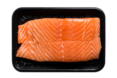 Fresh piece of salmon fillet from fresh marketの写真素材