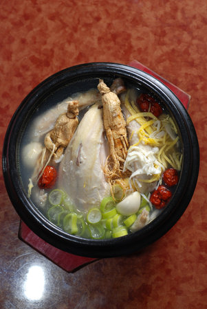 Samgyetang Hot Bowl Ginseng Chicken Soupの写真素材