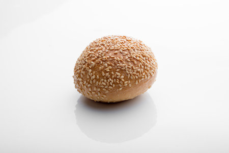 Sesame bread on a white backgroundの写真素材
