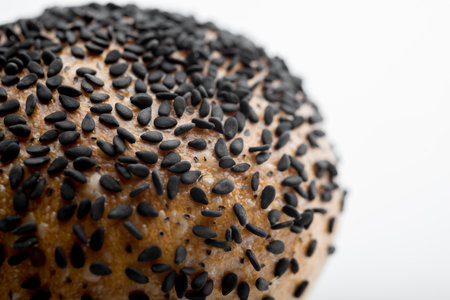 Close up Sesame bread on a white background