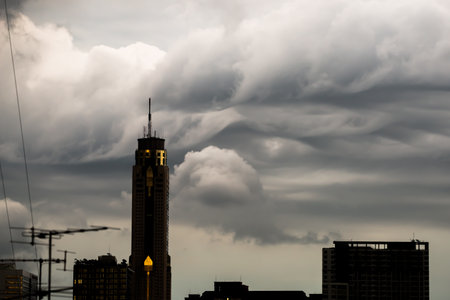 Moving Storm Clouds in bangkok city Thailandの写真素材