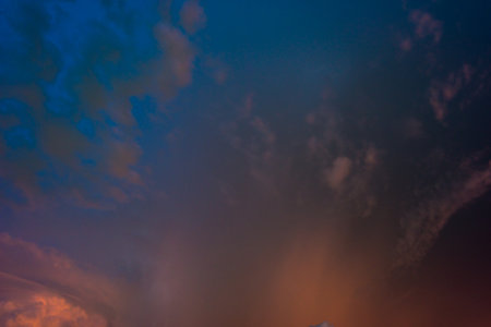 Stroke of lightning with storm clouds