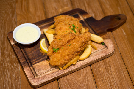 Fish and chips is a hot dish of English origin consisting of fried battered fish and hot potato...