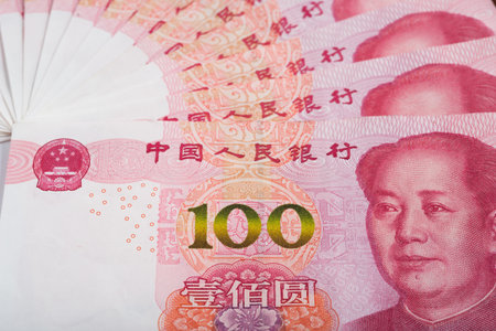 100 yuan banknote, Chinese yuan Currenciesの写真素材