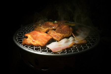 Korean grilled pork belly bbq samgyeopsalの写真素材