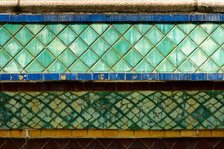 Close up beauitful mosaic tiles of large stupas in Wat Pho or Wat Phra Chetuphon Vimolmangklararm...