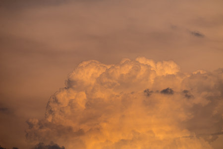 Evening sky with Clouds in golden hourの写真素材