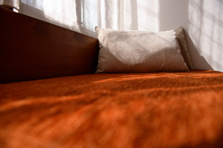 close up pillows lying in livingroomの写真素材