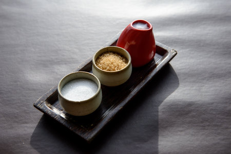 milk and sugar for hot teaの写真素材