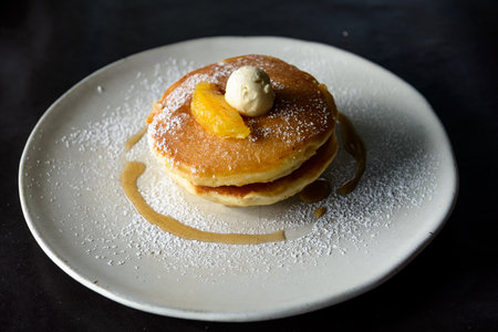 Butter milk pancake is very taste of the breakfastの写真素材