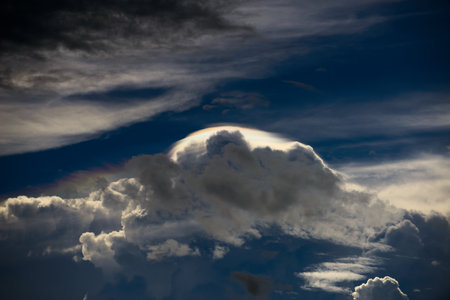 rainbow clouds with blue sky background textureの写真素材