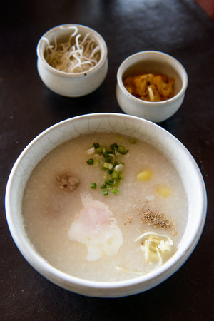 pork ball congee with egg