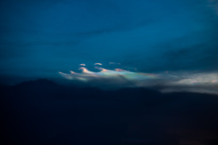 Clouds with sunset sky background wallpaper; colorful twilight sunsetの写真素材