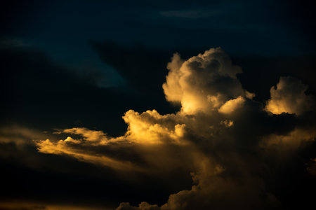 Clouds with sunset sky background wallpaper; colorful twilight sunsetの写真素材