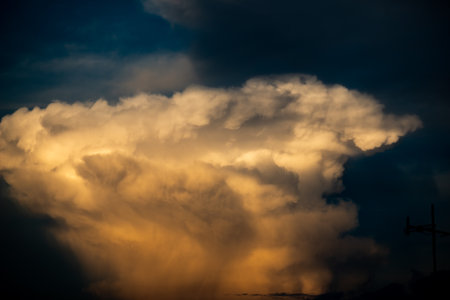 Clouds with sunset sky background wallpaper; colorful twilight sunsetの写真素材