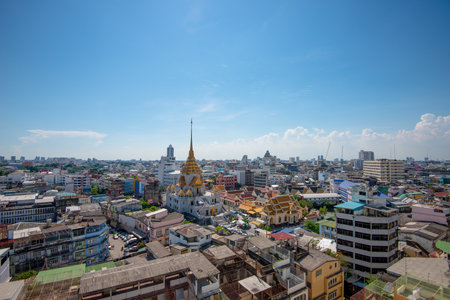 Wat Traimit is popular for its large and beautiful gold Buddha statue in china town Bangkok, Thailandの写真素材
