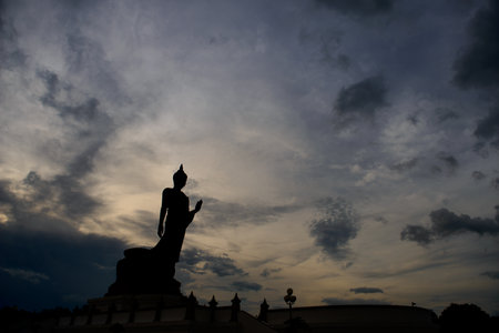 Big standing Lord Buddha statueの写真素材