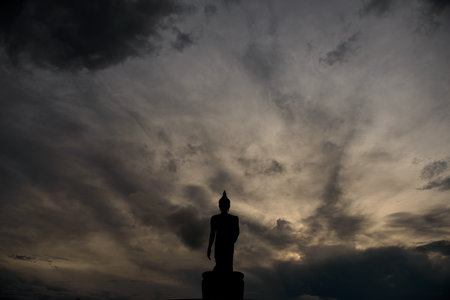 Big standing Lord Buddha statueの写真素材