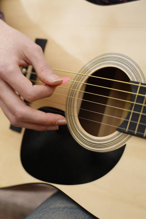 Man is playing the guitarの写真素材