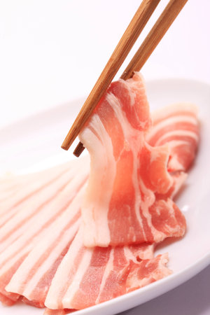 Meats putting in the plateの写真素材