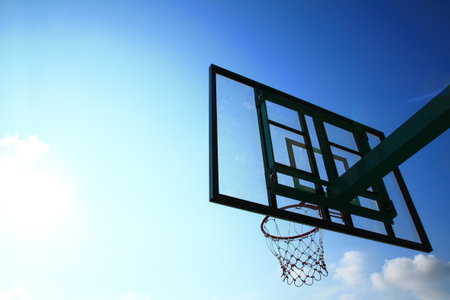 Basket hoop and Blue sky の写真素材