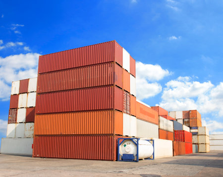 Stack of Cargo Containers at the docks