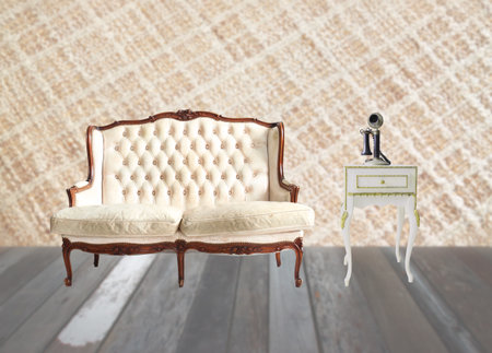 vintage sofa isolated on whiteの写真素材