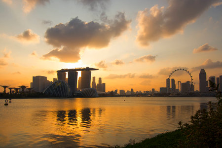 Singapore city skylineのeditorial素材