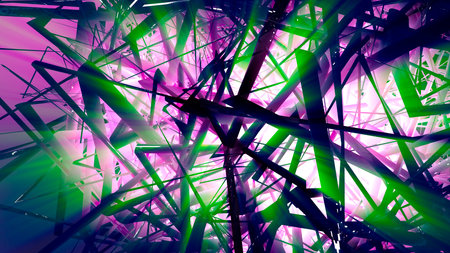 3d CGI abstract background with polygons linked together with rays of light shining through. design wallpaper or backgroundの写真素材