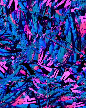Computer generated, 3d colorful abstract background design of random shapes and objectsの写真素材