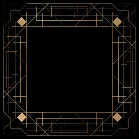 Gold and Black great Gatsby style 1920s art deco pattern illustration. Pattern border with copy spaceの写真素材