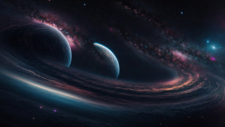 Galaxy and universe, vast galaxy, sky light in space, planets and stars, beauty of space exploration.の素材