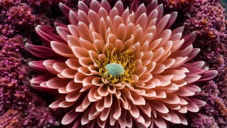 Pink chrysanthemum flower closeup. Macro shot.の素材