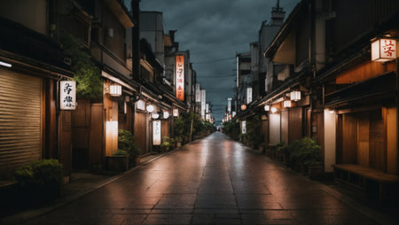 Street view of Kyoto old town at night, Japanの素材