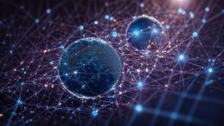 3D rendering of abstract technology concept background. Global network connection.の素材