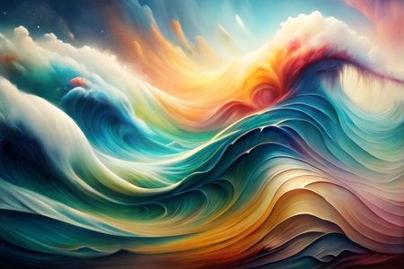 Chromatic Dreamscape: Where vibrant hues dance on waves of imaginationの素材