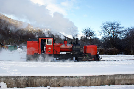 The old steam locomotive of the End of the World train in Ushuaia