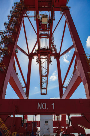Crane at Zhoushan port of Ningboの写真素材
